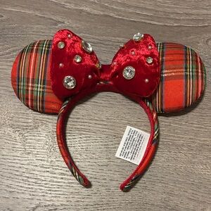Disney Red Plaid Minnie Mouse Ears Headband